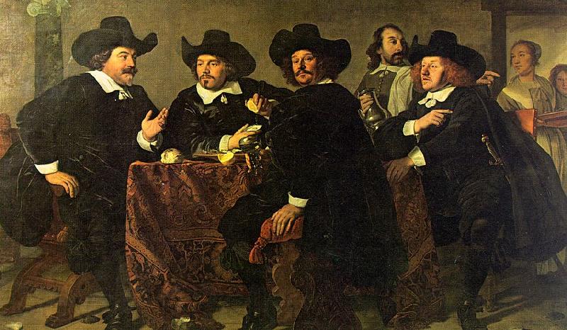 Bartholomeus van der Helst The Regents of the Kloveniersdoelen Eating a Meal of Oysters Spain oil painting art
